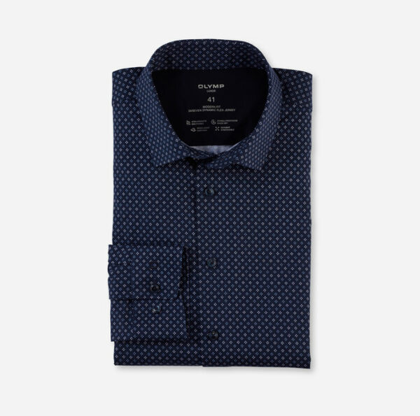 Olymp modern fit, kék mintás, hosszú ujjú ing