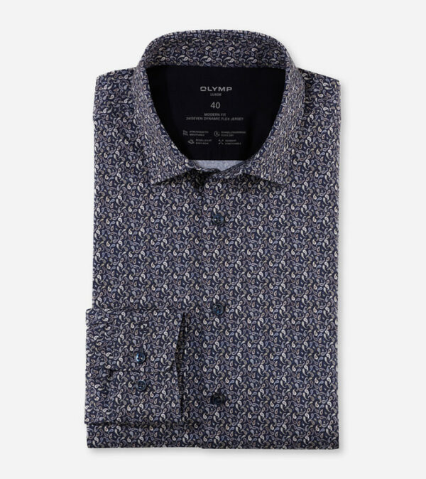 Olymp modern fit, kék mintás, hosszú ujjú ing