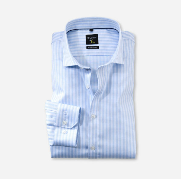 Olymp super slim fit világos kék,csíkos hosszú ujjú ing