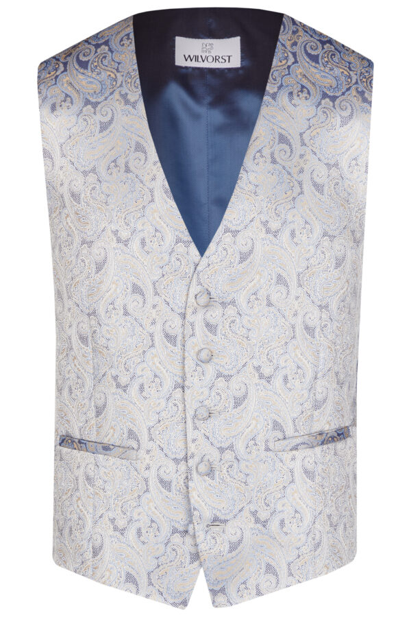 Wilvorst slim fit türkiz mintás esküvői mellény