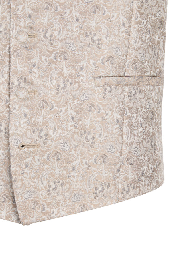 Wilvorst slim fit bézs mintás esküvői mellény