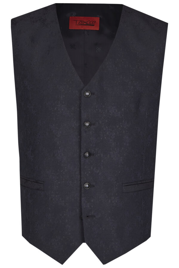 Tziacco slim fit sötét kék mintás esküvői mellény
