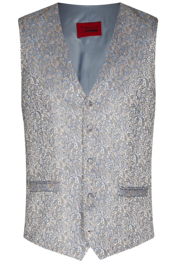 Tziacco slim fit kék mintás esküvői mellény