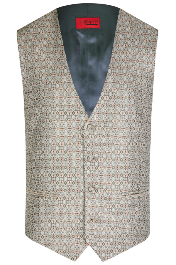 Tziacco slim fit zöld ezüst mintás esküvői mellény