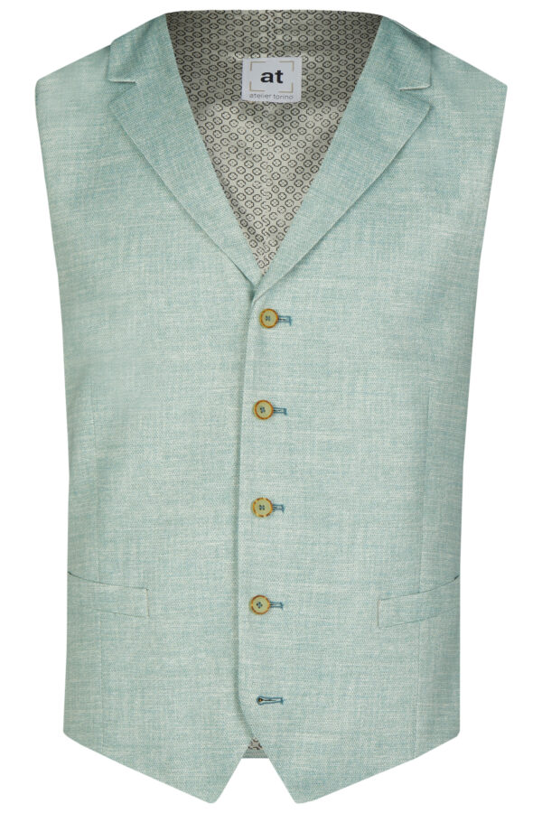 Atelier Torino slim fit türkiz zöld vintage esküvői mellény