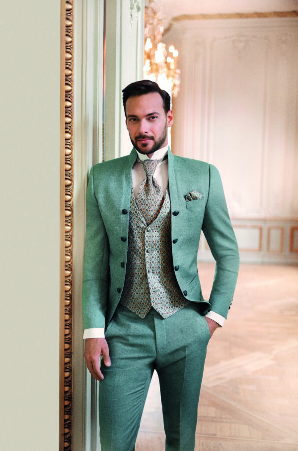 Tziacco slim fit, türkiz zöld esküvői öltöny