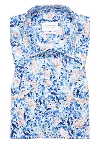 Eterna modern fit, kék mintás,rövid ujjú ing