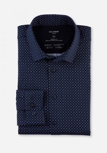 Olymp modern fit, kék mintás, hosszú ujjú ing