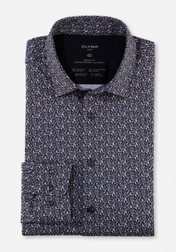 Olymp modern fit, kék mintás, hosszú ujjú ing