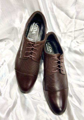 Agda struktúrált mintás,sötét barna elegáns bőr cipő