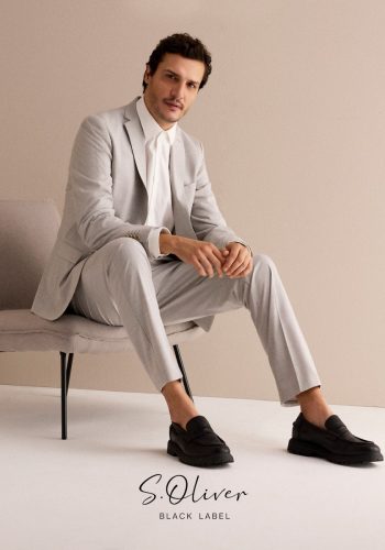 S.Oliver slim fit világos szürke,apró mintás öltöny