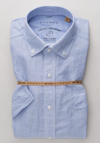 Eterna slim fit, világos kék csíkos, nyári rövid ujjú ing