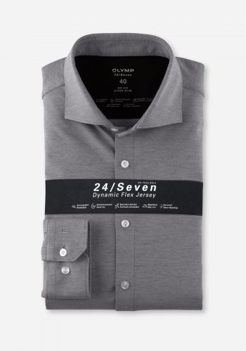 Olymp super slim, szürke jersey hosszú ujjú ing