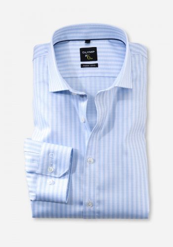 Olymp super slim fit világos kék,csíkos hosszú ujjú ing