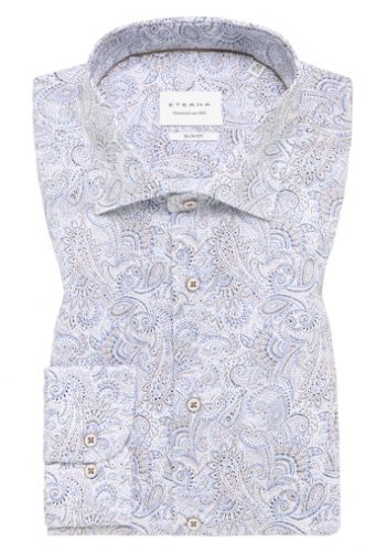 Eterna slim fit, kék mintás, hosszú ujjú ing