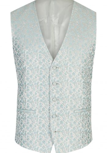 Wilvorst slim fit türkiz ezüst mintás esküvői mellény