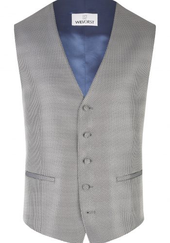 Wilvorst slim fit sötét kék ezüst mintás esküvői mellény