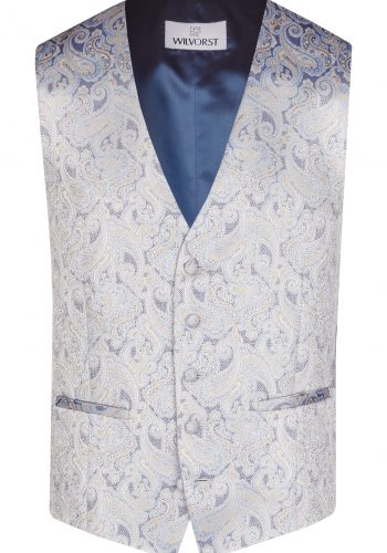 Wilvorst slim fit türkiz mintás esküvői mellény