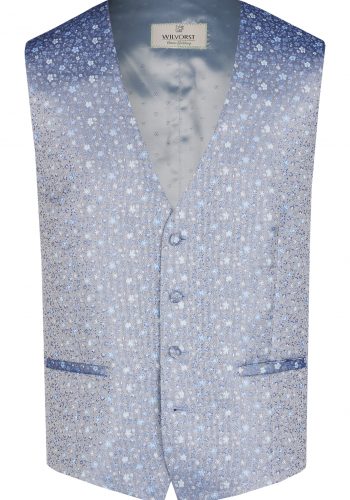 Wilvorst slim fit világos kék mintás vintage esküvői mellény