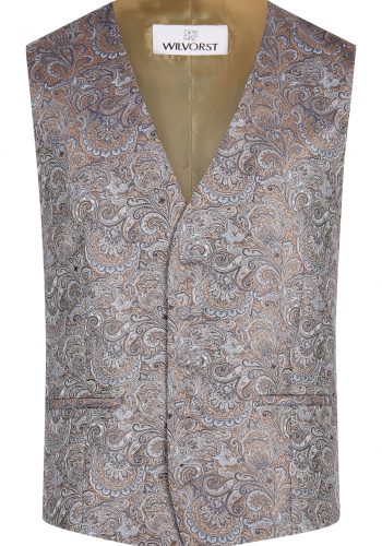 Wilvorst slim fit kék barna mintás esküvői mellény