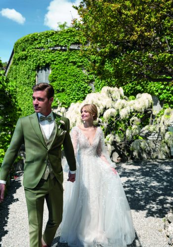 Wilvorst slim fit, sötét skarabeusz zöld elegáns esküvői öltöny