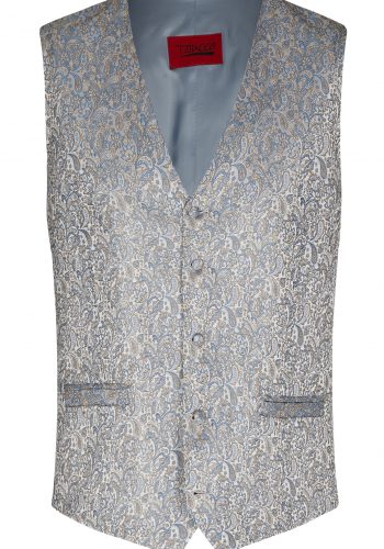 Tziacco slim fit kék mintás esküvői mellény