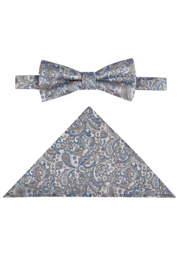 Tziacco slim fit ezüst kék mintás csokornyakkendő szett