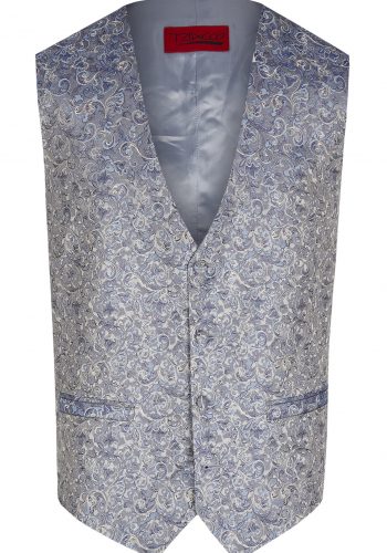 Tziacco slim fit kék ezüst mintás esküvői mellény