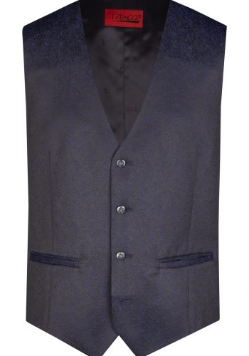 Tziacco slim fit sötét kék mintás esküvői mellény