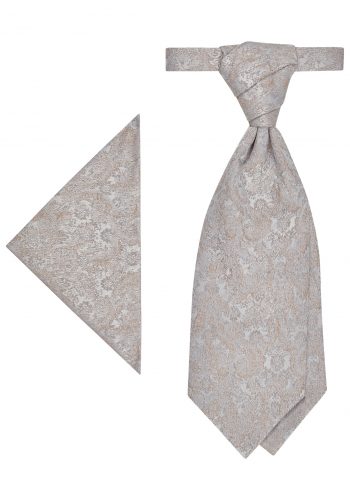 Tziacco slim fit bézs mintás francia nyakkendő szett
