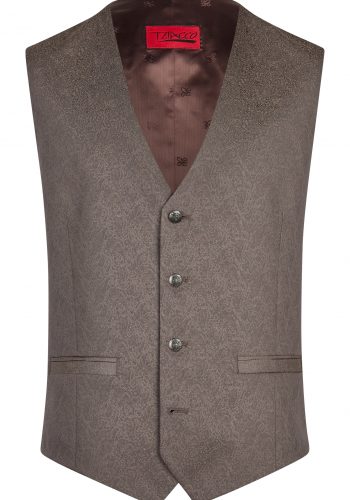 Tziacco slim fit álló galléros, barna esküvői öltöny