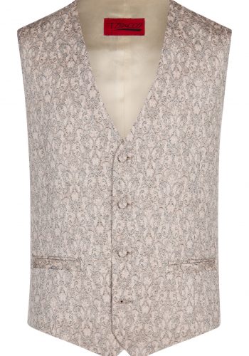 Tziacco slim fit világos barna mintás esküvői mellény