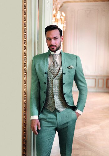 Tziacco slim fit, türkiz zöld esküvői öltöny