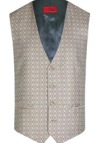 Tziacco slim fit zöld ezüst mintás esküvői mellény